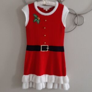 Mrs. Claus faux fur ruffle dress